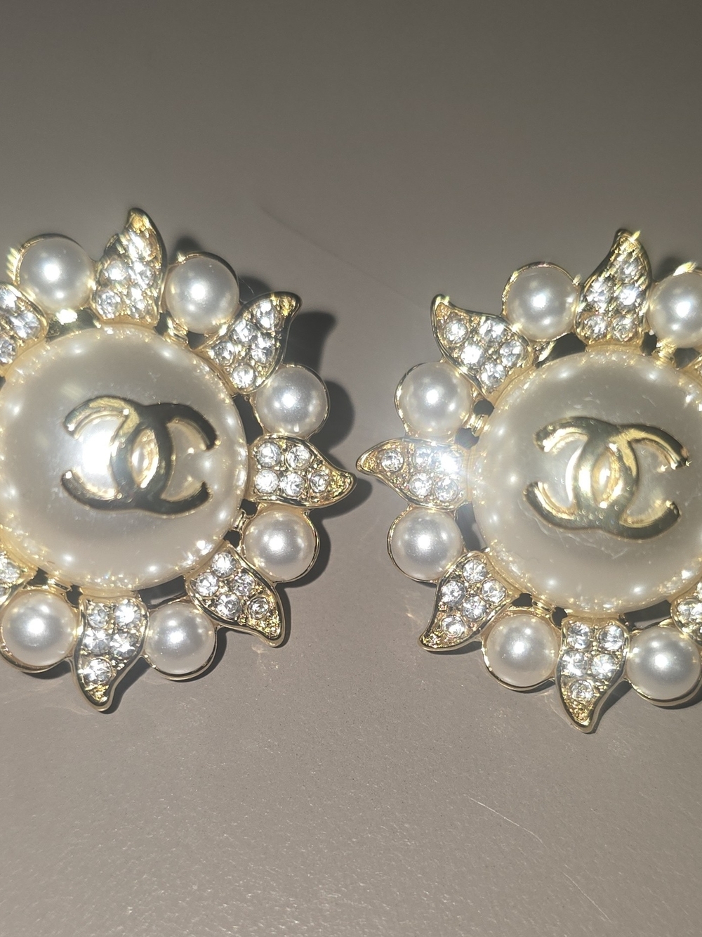 Handcrafted Crystal Sunburst Stud Earrings- Upcycled w/ Vintage CC Button Center